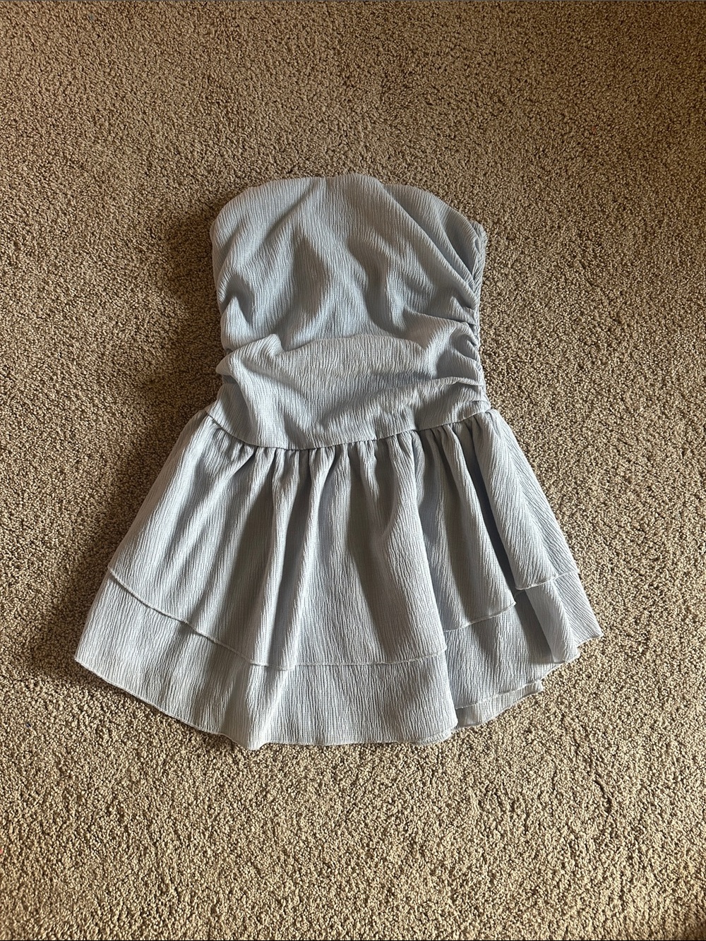 Altar'd State Strapless Light Gray Tiered Dress